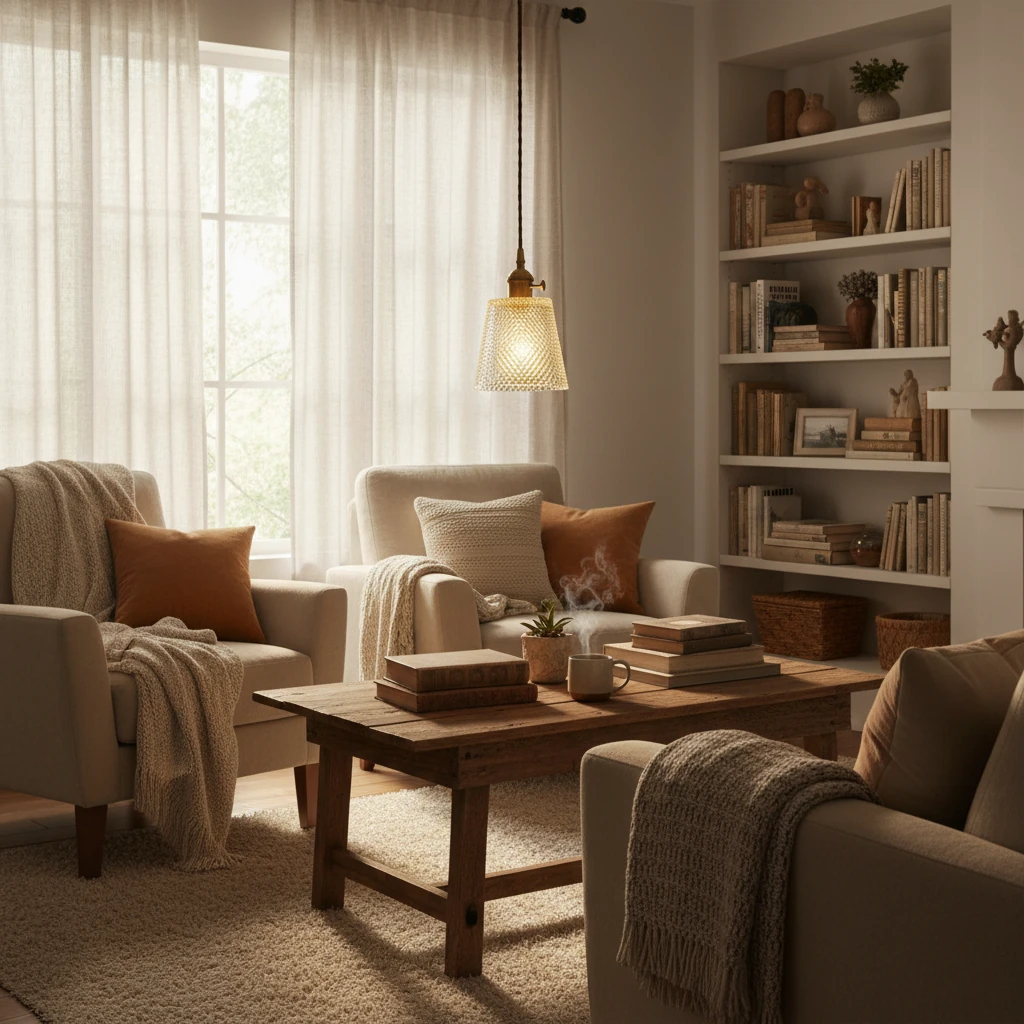 Porseleinen plafondlamp, lifestyle scène