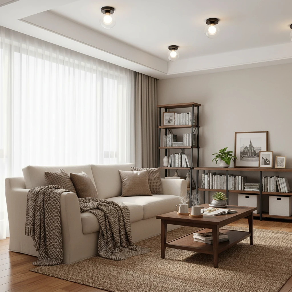 Escena de estilo de vida con montaje empotrado de porcelana