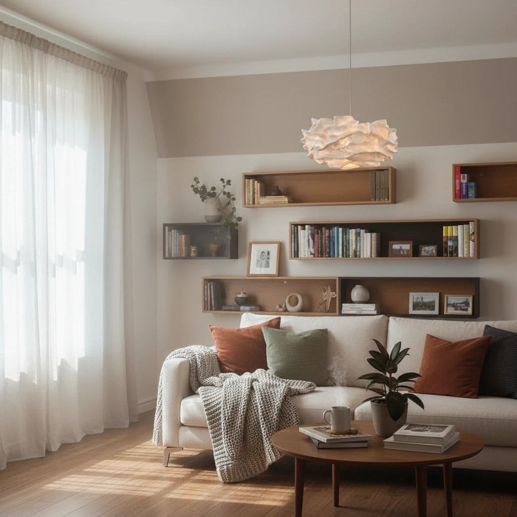 Escena de estilo de vida con montaje empotrado de porcelana