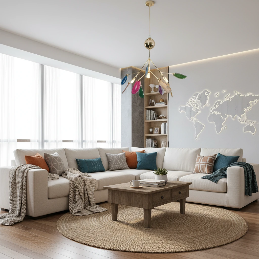 Escena de estilo de vida con montaje empotrado de porcelana