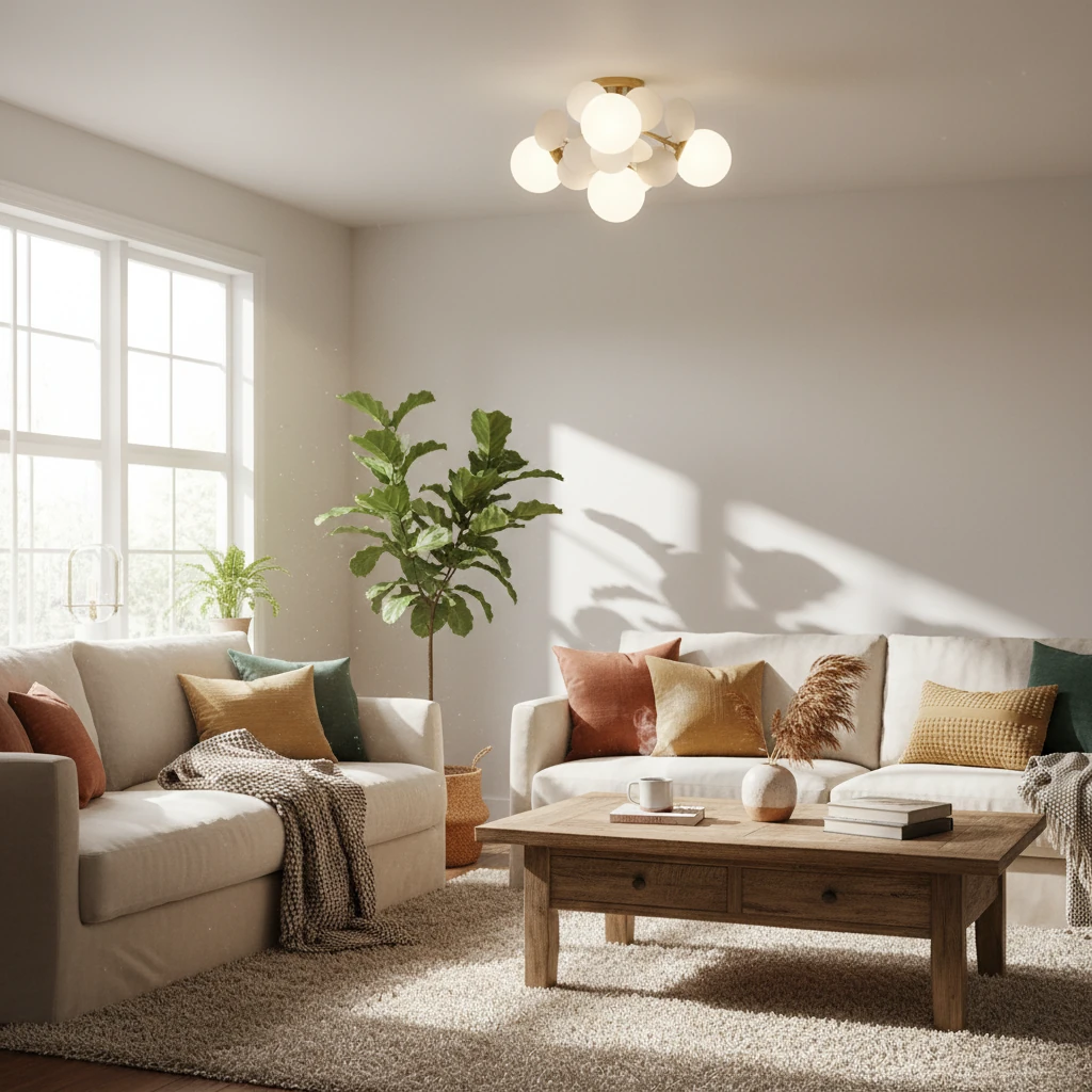 Porseleinen plafondlamp, lifestyle scène