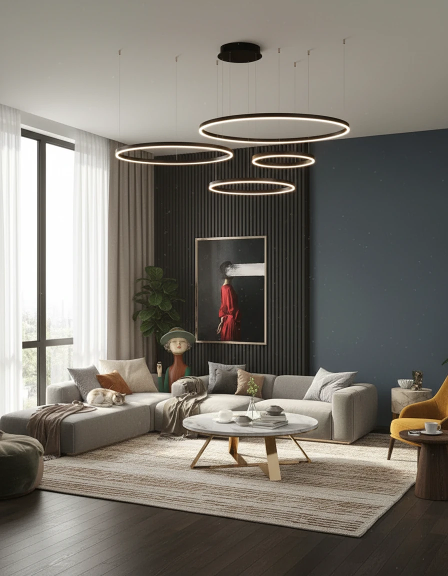 Escena de estilo de vida con montaje empotrado de porcelana