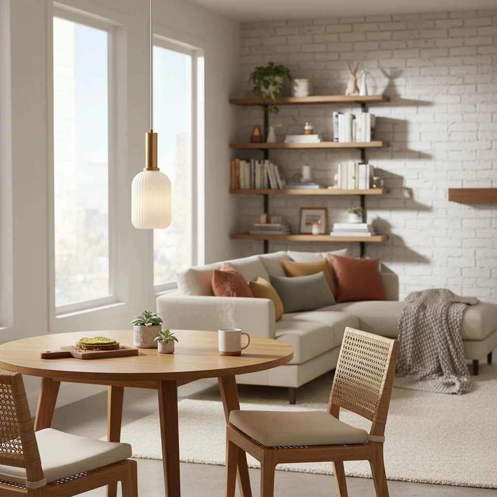 Escena de estilo de vida con montaje empotrado de porcelana
