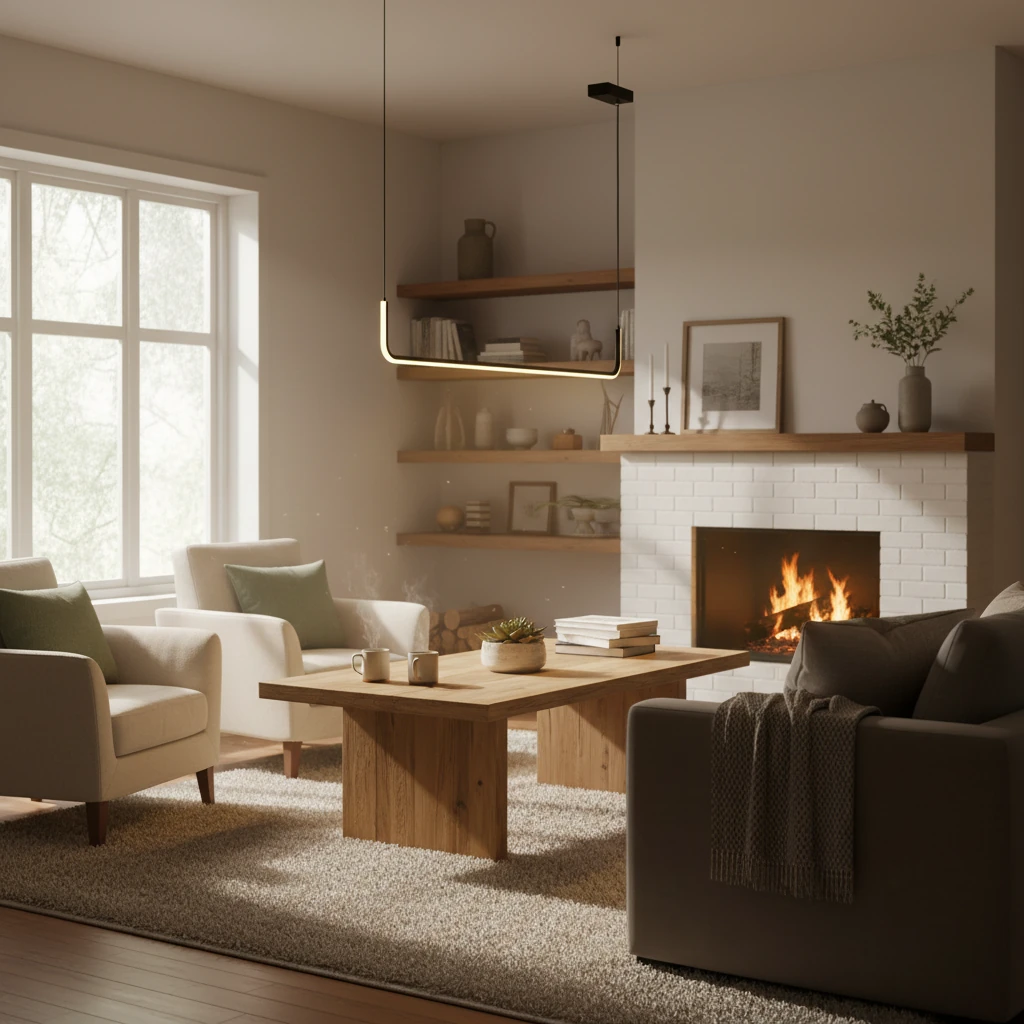 Escena de estilo de vida con montaje empotrado de porcelana