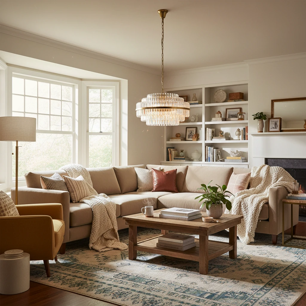 Porseleinen plafondlamp, lifestyle scène