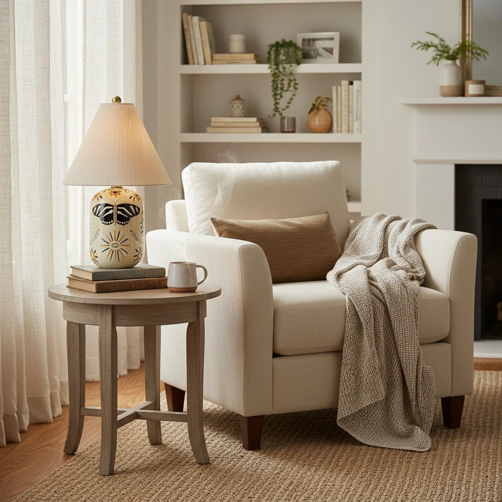 Porseleinen plafondlamp, lifestyle scène