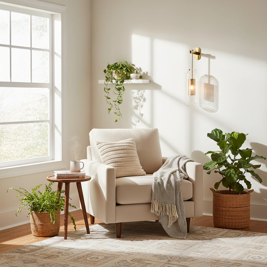 Escena de estilo de vida con montaje empotrado de porcelana