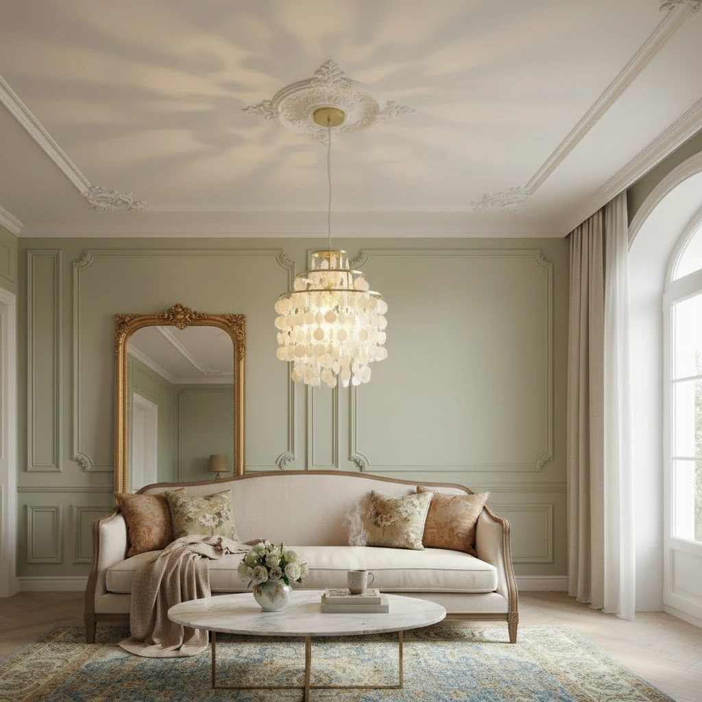 Porseleinen plafondlamp, lifestyle scène