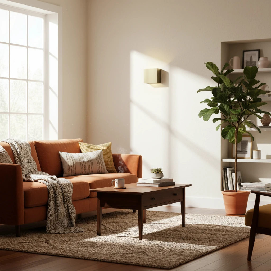 Escena de estilo de vida con montaje empotrado de porcelana