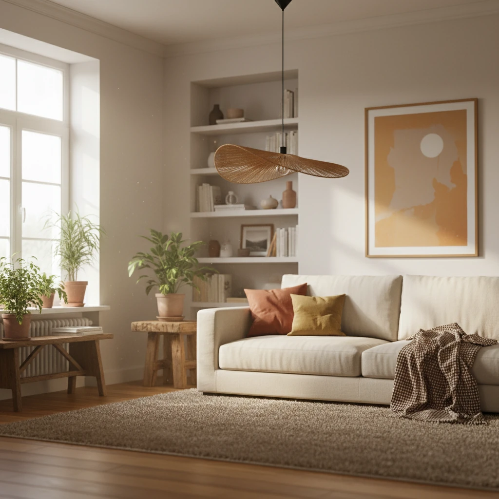 Porseleinen plafondlamp, lifestyle scène