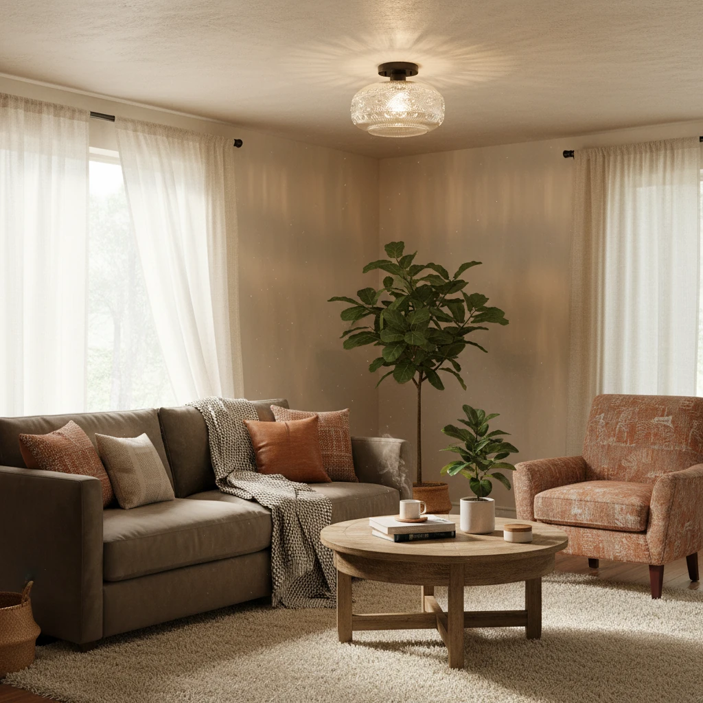 Porseleinen plafondlamp, lifestyle scène