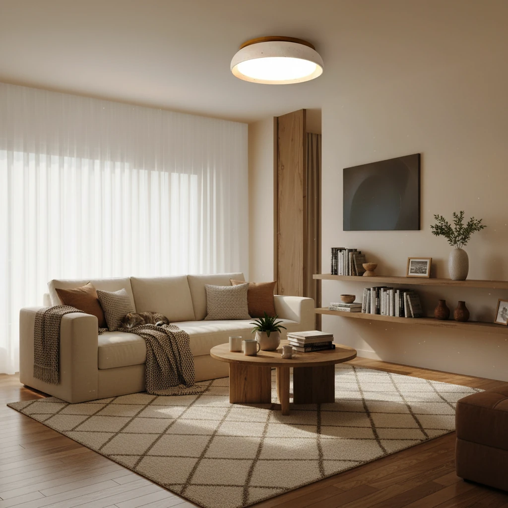 Plafonnier en travertin dans une chambre